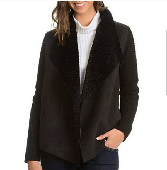 Chelsea & Theodore Jackets & Blazers - Chelsea & Theodore Faux Sherpa Suede Open Jacket